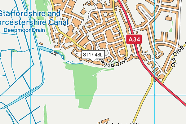 ST17 4SL map - OS VectorMap District (Ordnance Survey)