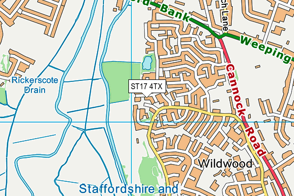 ST17 4TX map - OS VectorMap District (Ordnance Survey)