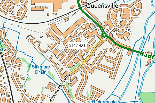 ST17 4XT map - OS VectorMap District (Ordnance Survey)