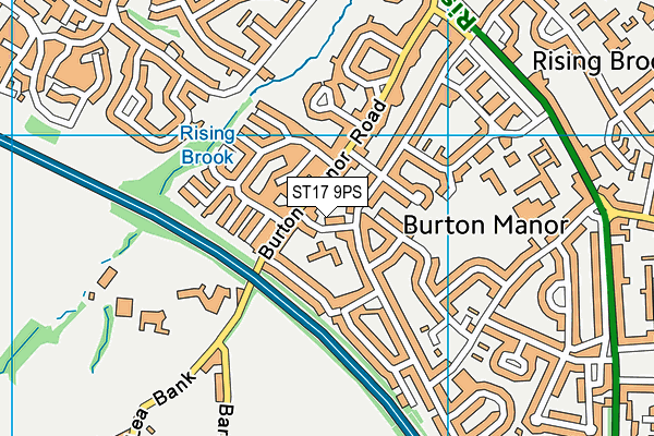 Burton Manor Primary School map (ST17 9PS) - OS VectorMap District (Ordnance Survey)
