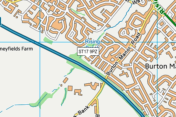 ST17 9PZ map - OS VectorMap District (Ordnance Survey)