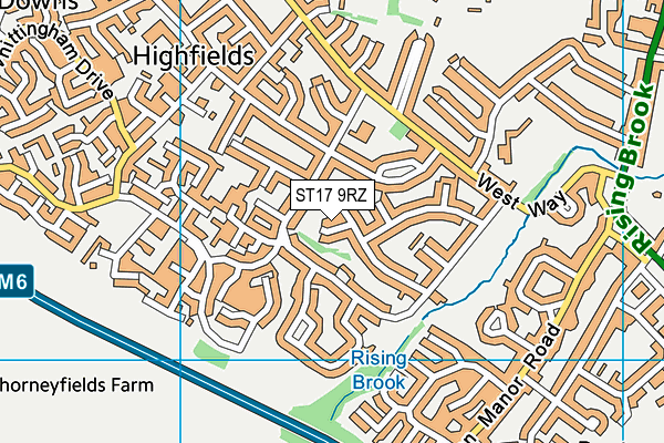 ST17 9RZ map - OS VectorMap District (Ordnance Survey)