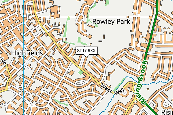 Rowley Park Sport Stadium map (ST17 9XX) - OS VectorMap District (Ordnance Survey)