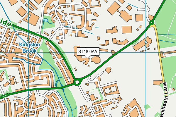ST18 0AA map - OS VectorMap District (Ordnance Survey)