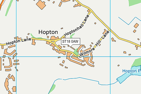 Hopton Village Hall map (ST18 0AW) - OS VectorMap District (Ordnance Survey)