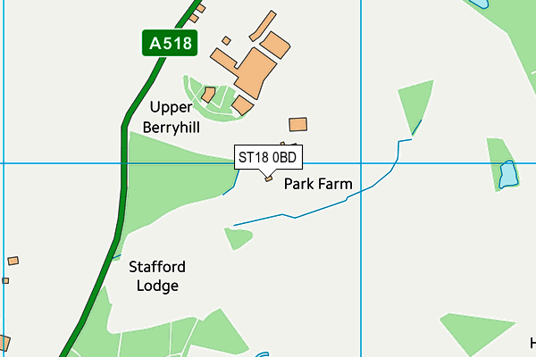 ST18 0BD map - OS VectorMap District (Ordnance Survey)