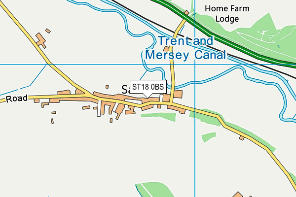 ST18 0BS map - OS VectorMap District (Ordnance Survey)