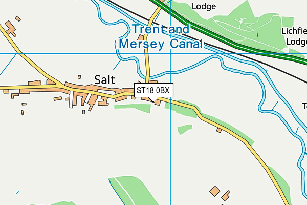 ST18 0BX map - OS VectorMap District (Ordnance Survey)