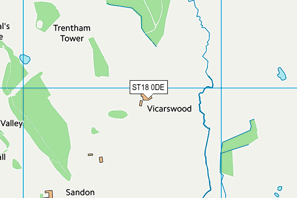 ST18 0DE map - OS VectorMap District (Ordnance Survey)