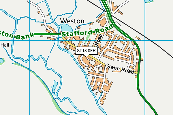 ST18 0FR map - OS VectorMap District (Ordnance Survey)