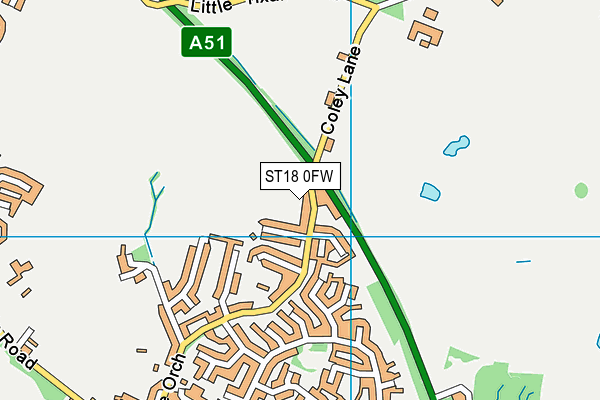 ST18 0FW map - OS VectorMap District (Ordnance Survey)