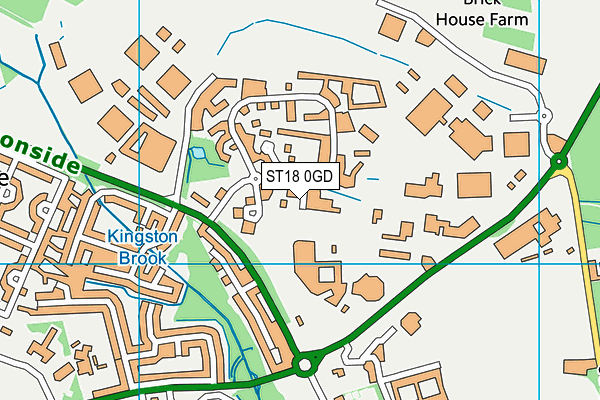 ST18 0GD map - OS VectorMap District (Ordnance Survey)