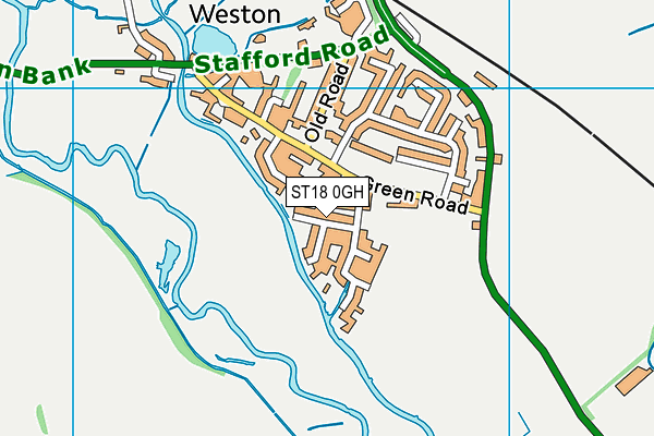 ST18 0GH map - OS VectorMap District (Ordnance Survey)