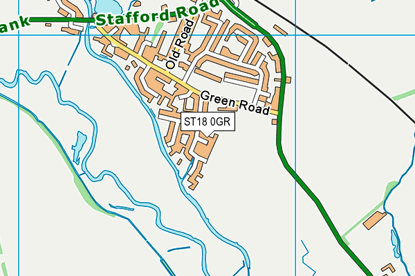 ST18 0GR map - OS VectorMap District (Ordnance Survey)