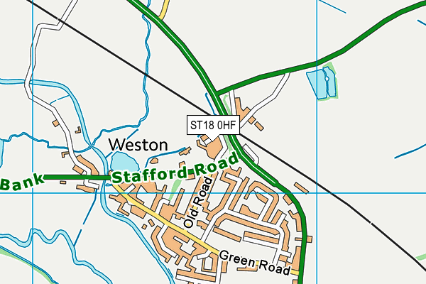 ST18 0HF map - OS VectorMap District (Ordnance Survey)