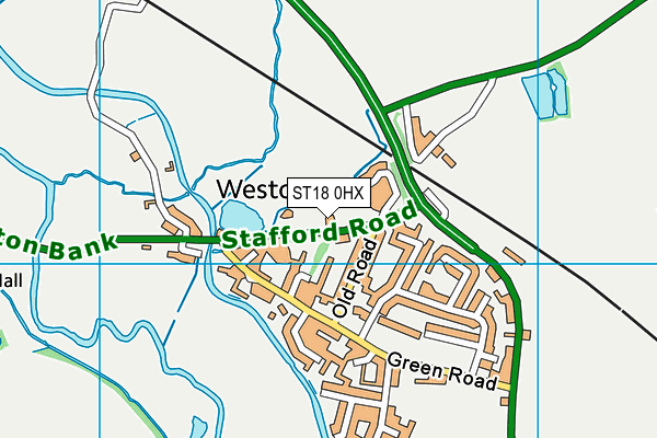 ST18 0HX map - OS VectorMap District (Ordnance Survey)