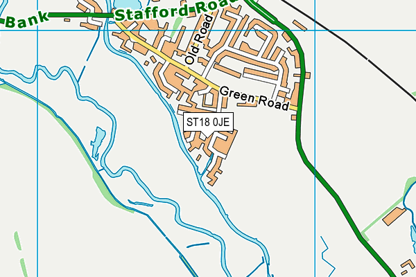 ST18 0JE map - OS VectorMap District (Ordnance Survey)