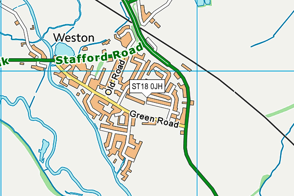 Weston Village Green map (ST18 0JH) - OS VectorMap District (Ordnance Survey)