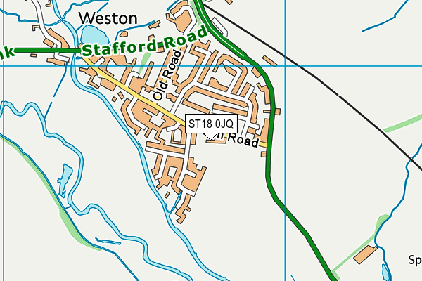 Weston Village Hall map (ST18 0JQ) - OS VectorMap District (Ordnance Survey)