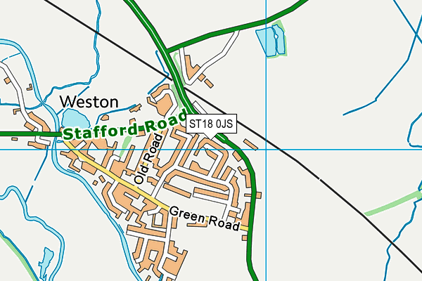 ST18 0JS map - OS VectorMap District (Ordnance Survey)