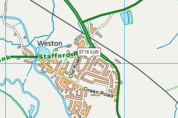 ST18 0JW map - OS VectorMap District (Ordnance Survey)
