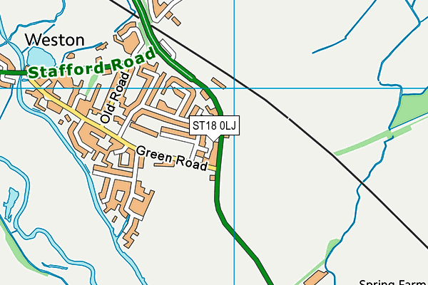 ST18 0LJ map - OS VectorMap District (Ordnance Survey)