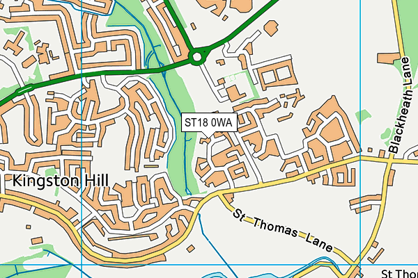 ST18 0WA map - OS VectorMap District (Ordnance Survey)