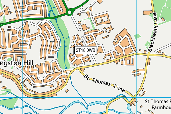 ST18 0WB map - OS VectorMap District (Ordnance Survey)