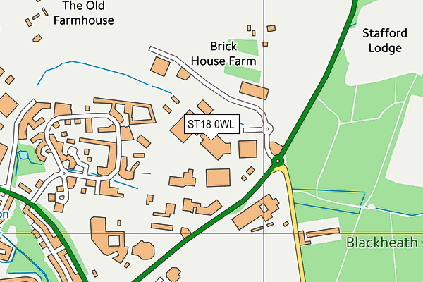 ST18 0WL map - OS VectorMap District (Ordnance Survey)