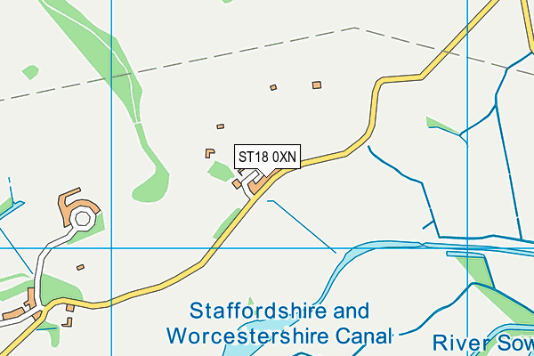 ST18 0XN map - OS VectorMap District (Ordnance Survey)