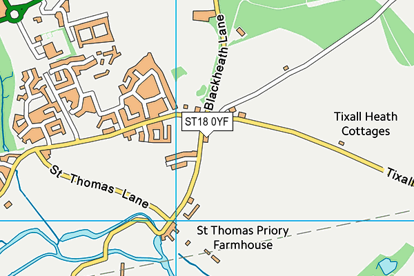 ST18 0YF map - OS VectorMap District (Ordnance Survey)