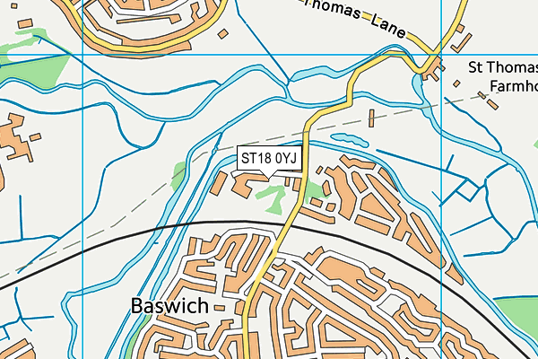 ST18 0YJ map - OS VectorMap District (Ordnance Survey)