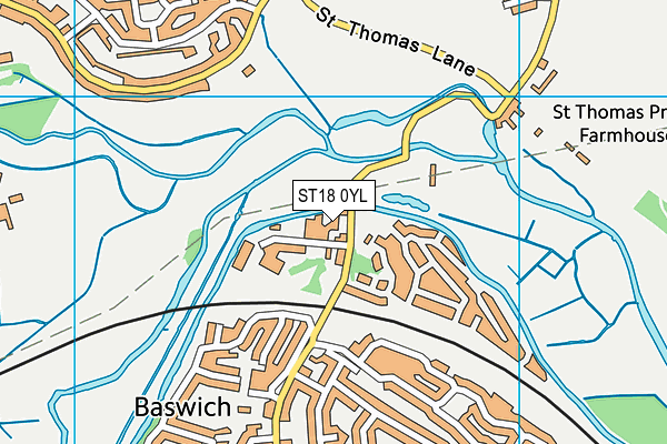 ST18 0YL map - OS VectorMap District (Ordnance Survey)