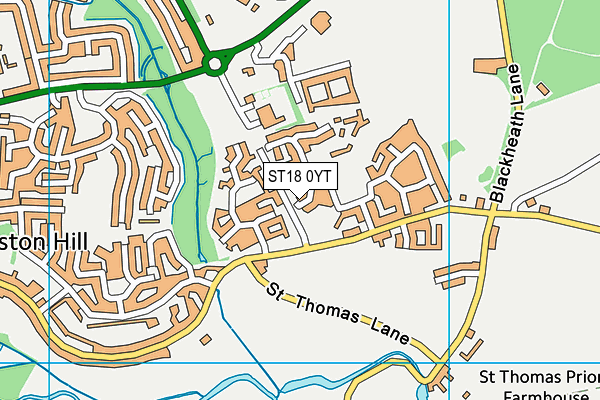 ST18 0YT map - OS VectorMap District (Ordnance Survey)
