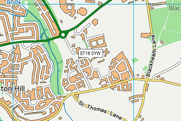 ST18 0YW map - OS VectorMap District (Ordnance Survey)