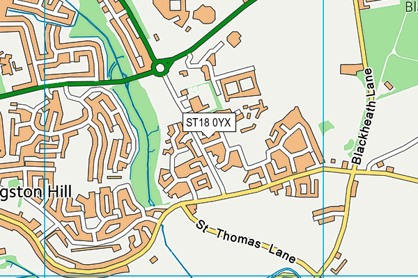 ST18 0YX map - OS VectorMap District (Ordnance Survey)