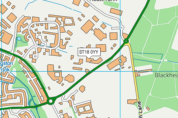 ST18 0YY map - OS VectorMap District (Ordnance Survey)