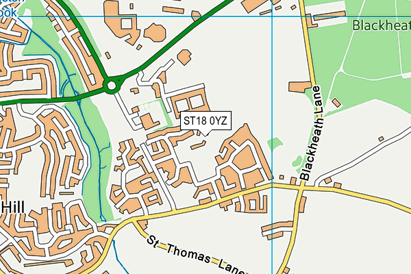 ST18 0YZ map - OS VectorMap District (Ordnance Survey)