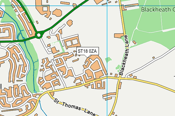 ST18 0ZA map - OS VectorMap District (Ordnance Survey)