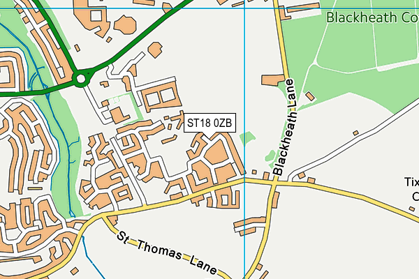ST18 0ZB map - OS VectorMap District (Ordnance Survey)