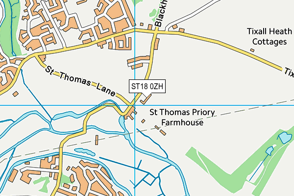 ST18 0ZH map - OS VectorMap District (Ordnance Survey)