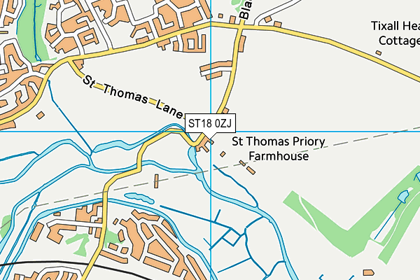 ST18 0ZJ map - OS VectorMap District (Ordnance Survey)