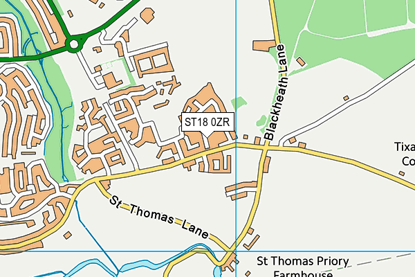 ST18 0ZR map - OS VectorMap District (Ordnance Survey)