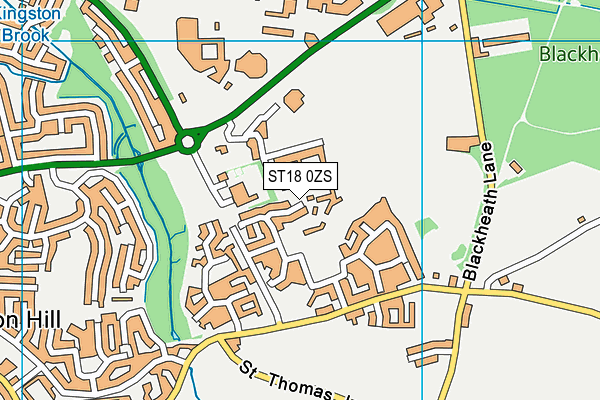 ST18 0ZS map - OS VectorMap District (Ordnance Survey)