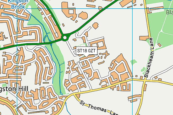 ST18 0ZT map - OS VectorMap District (Ordnance Survey)