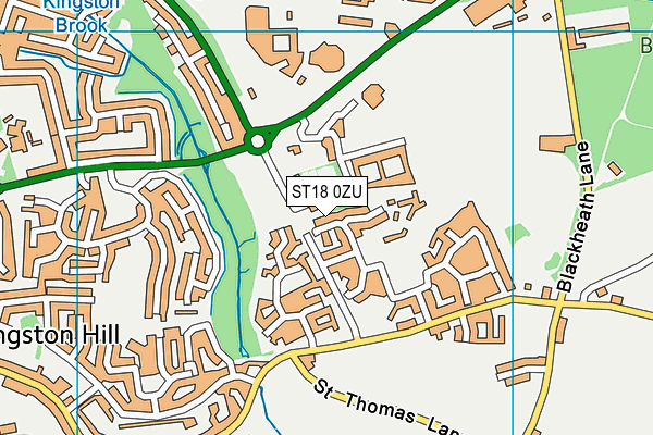 ST18 0ZU map - OS VectorMap District (Ordnance Survey)
