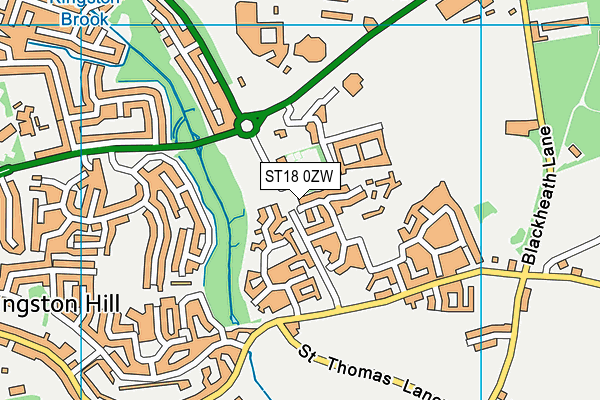 ST18 0ZW map - OS VectorMap District (Ordnance Survey)