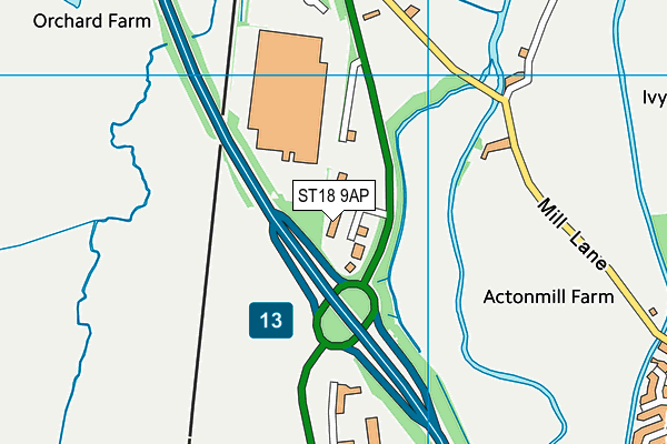 ST18 9AP map - OS VectorMap District (Ordnance Survey)