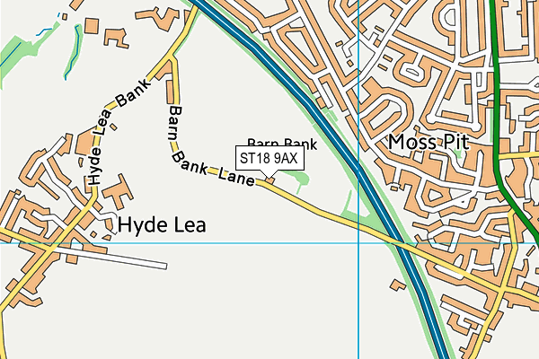 ST18 9AX map - OS VectorMap District (Ordnance Survey)