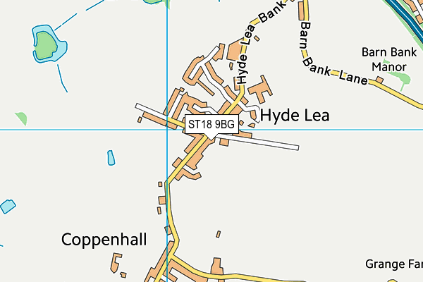 ST18 9BG map - OS VectorMap District (Ordnance Survey)